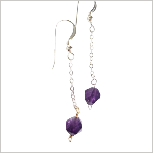 Faceted Amethyst Drop Earring