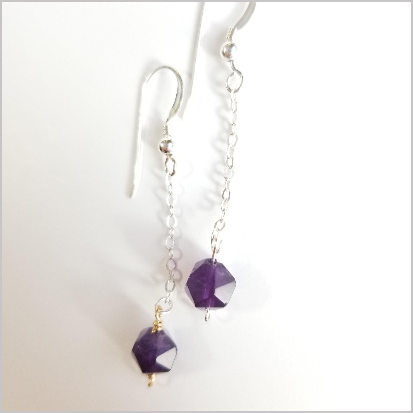 Faceted Amethyst Drop Earring