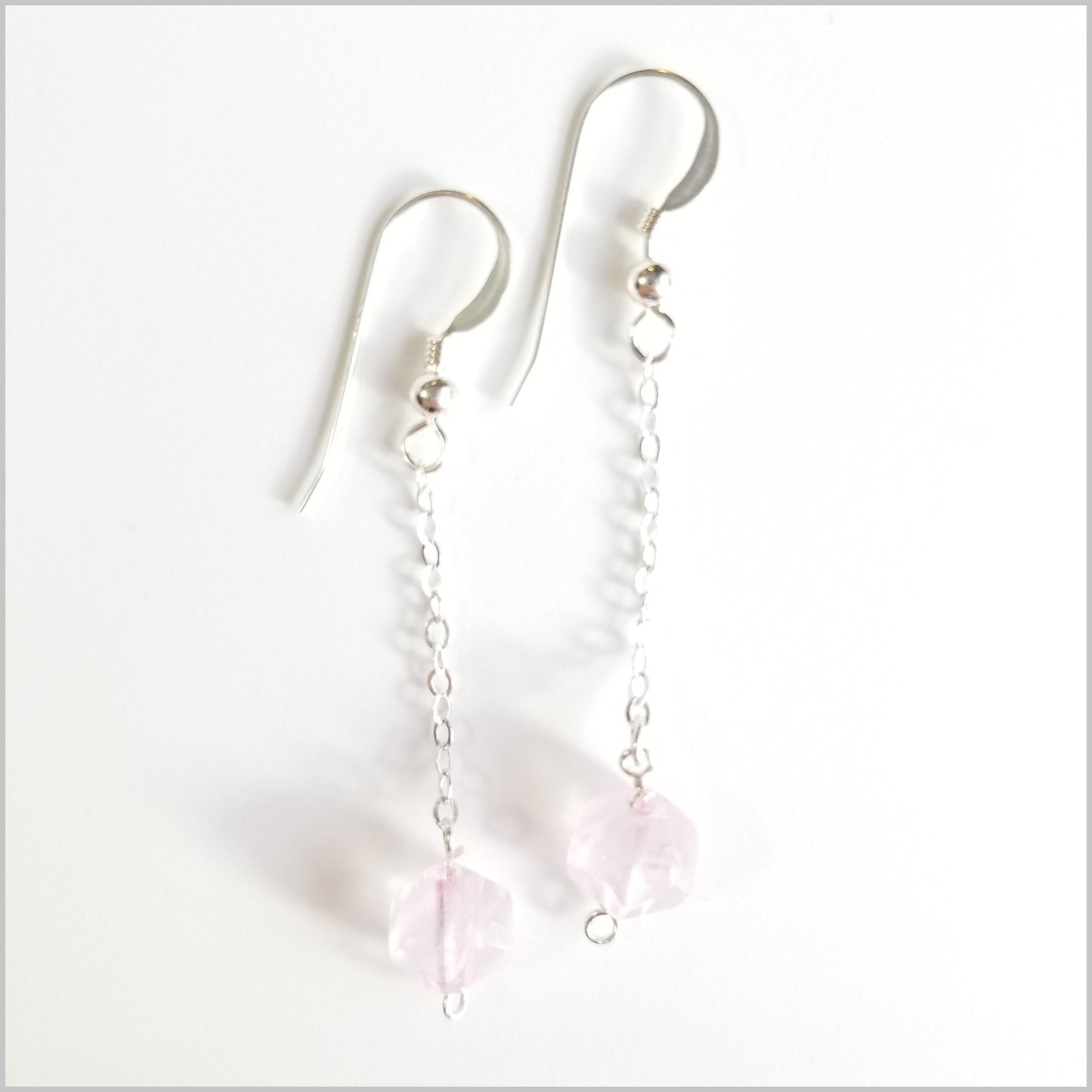 Faceted Rose Quartz Drop Earring