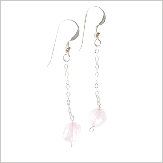 Faceted Rose Quartz Drop Earring