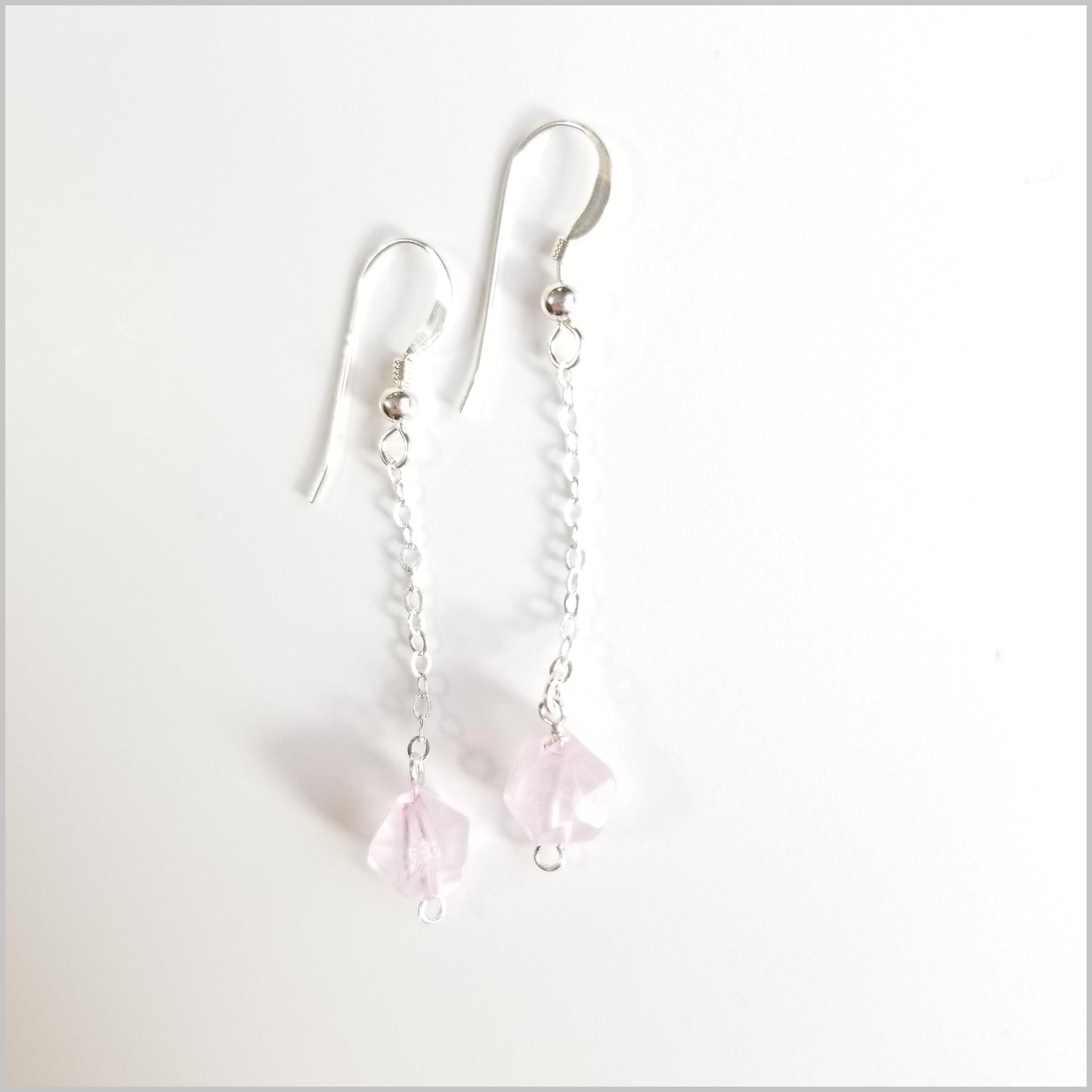 Faceted Rose Quartz Drop Earring