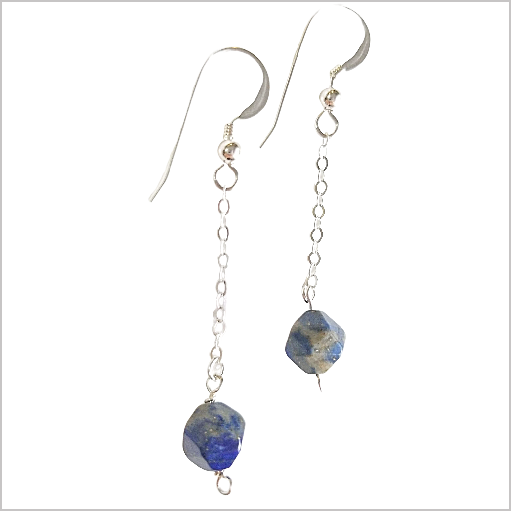 Faceted Lapis Lazuli Drop Earring