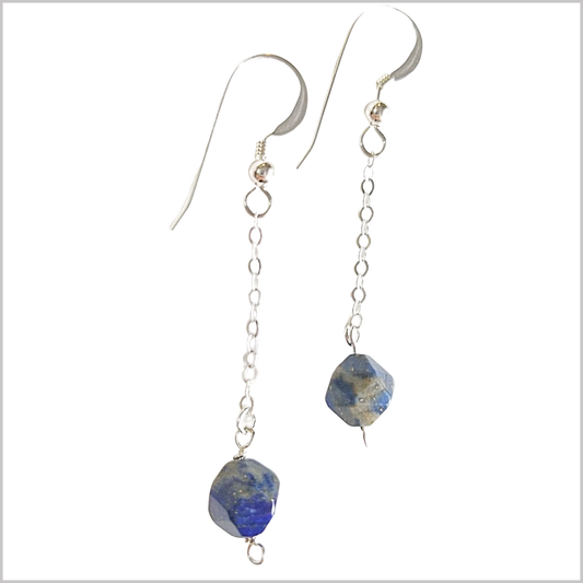 Faceted Lapis Lazuli Drop Earring