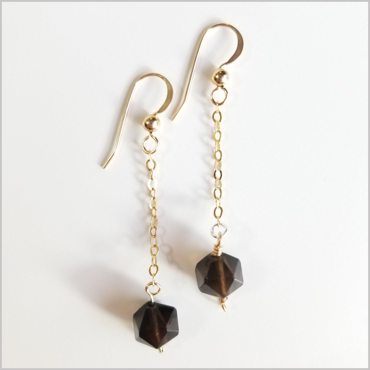 Faceted Smoky Quartz Drop Earring