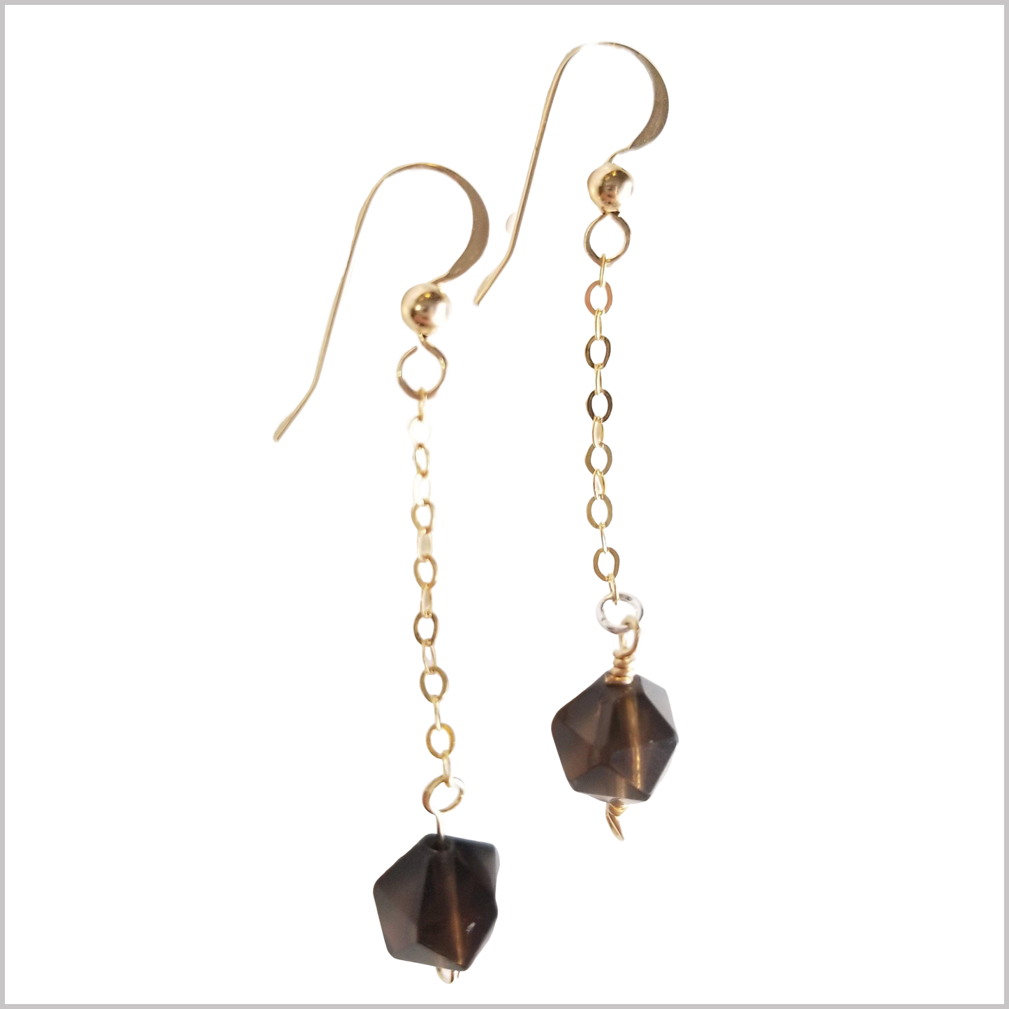 Faceted Smoky Quartz Drop Earring