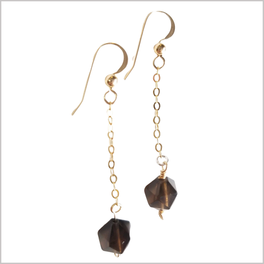 Faceted Smoky Quartz Drop Earring