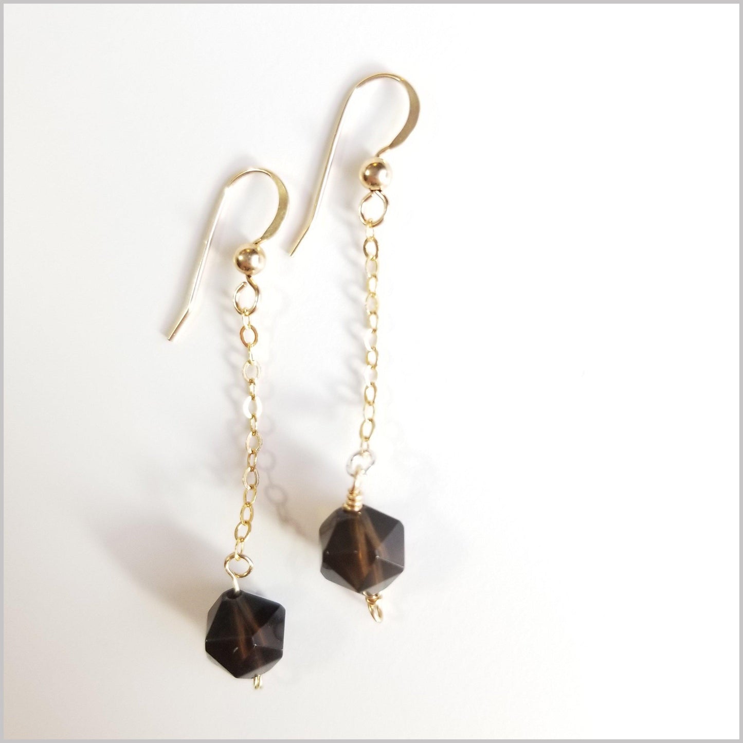 Faceted Smoky Quartz Drop Earring