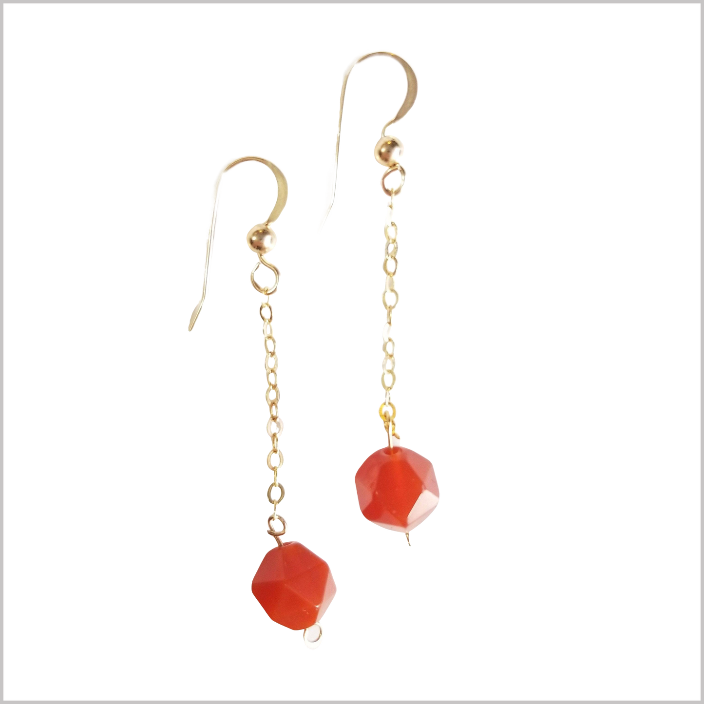 Faceted Carnelian Drop Earring
