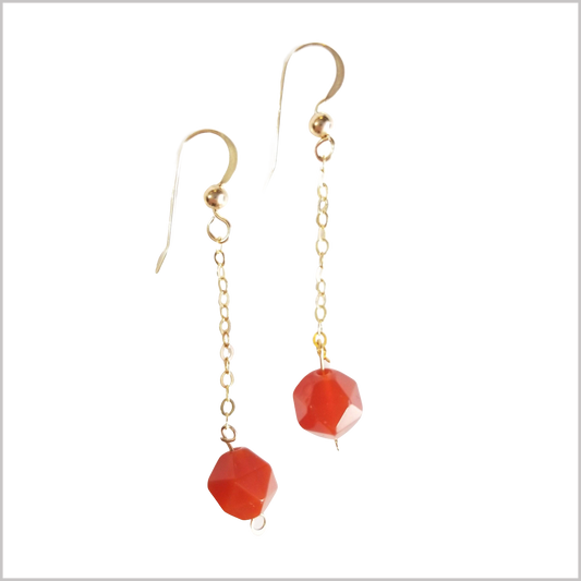 Faceted Carnelian Drop Earring