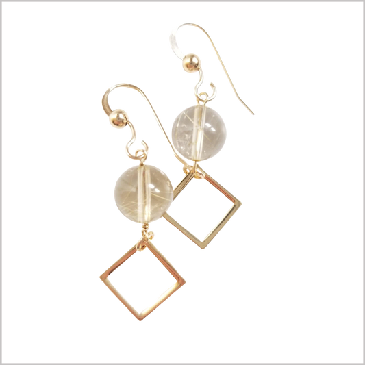 Square Rutilated Quartz Dangle