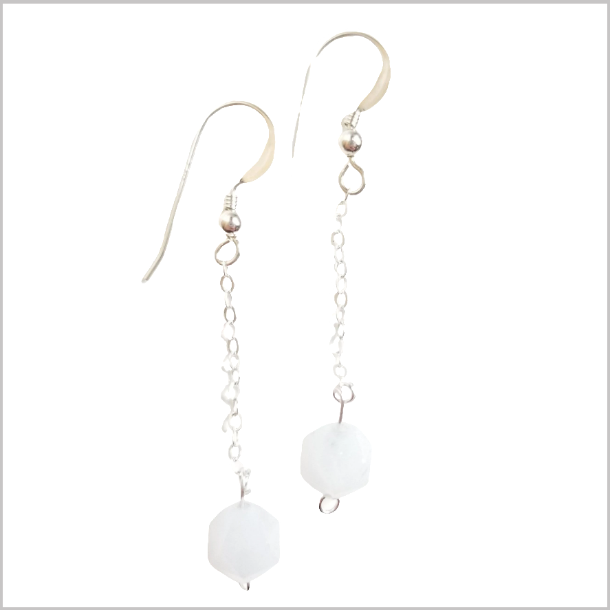 Faceted Aquamarine Drop Earring