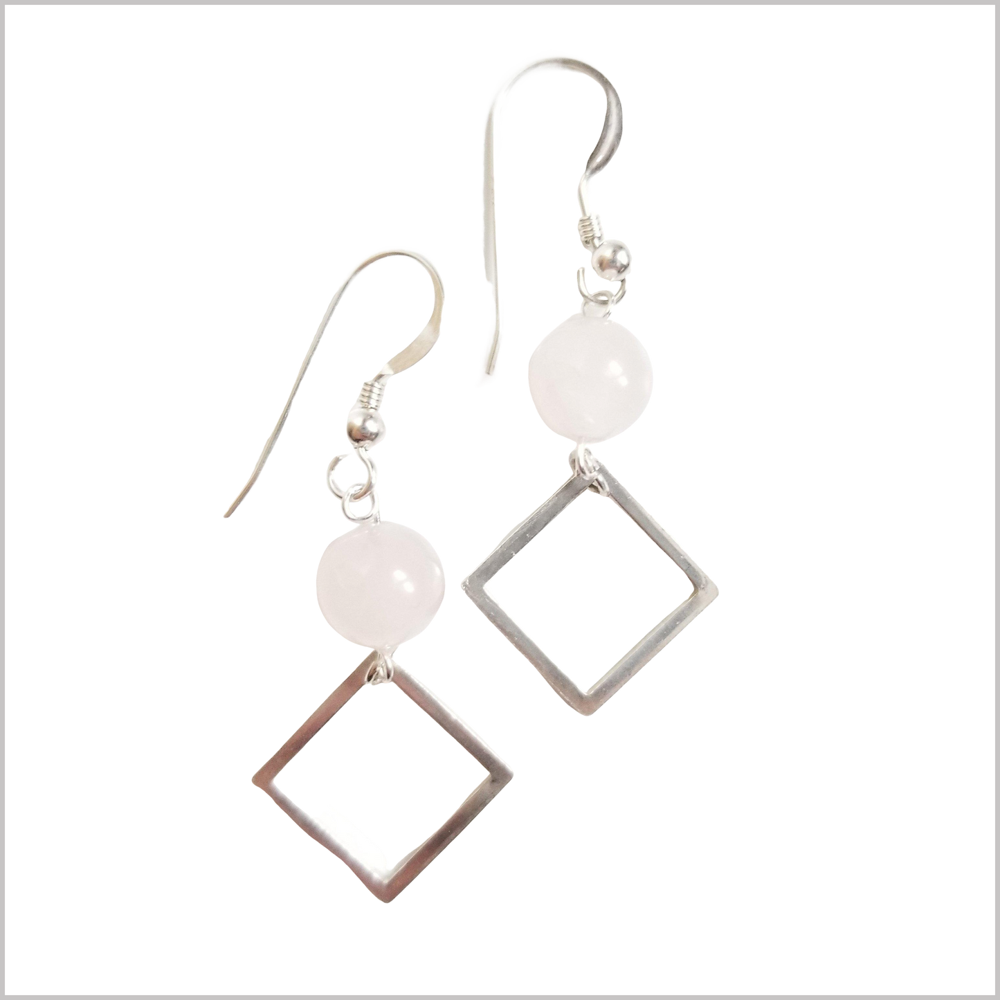 Square Rose Quartz Dangle