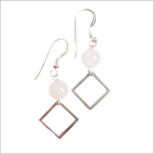 Square Rose Quartz Dangle