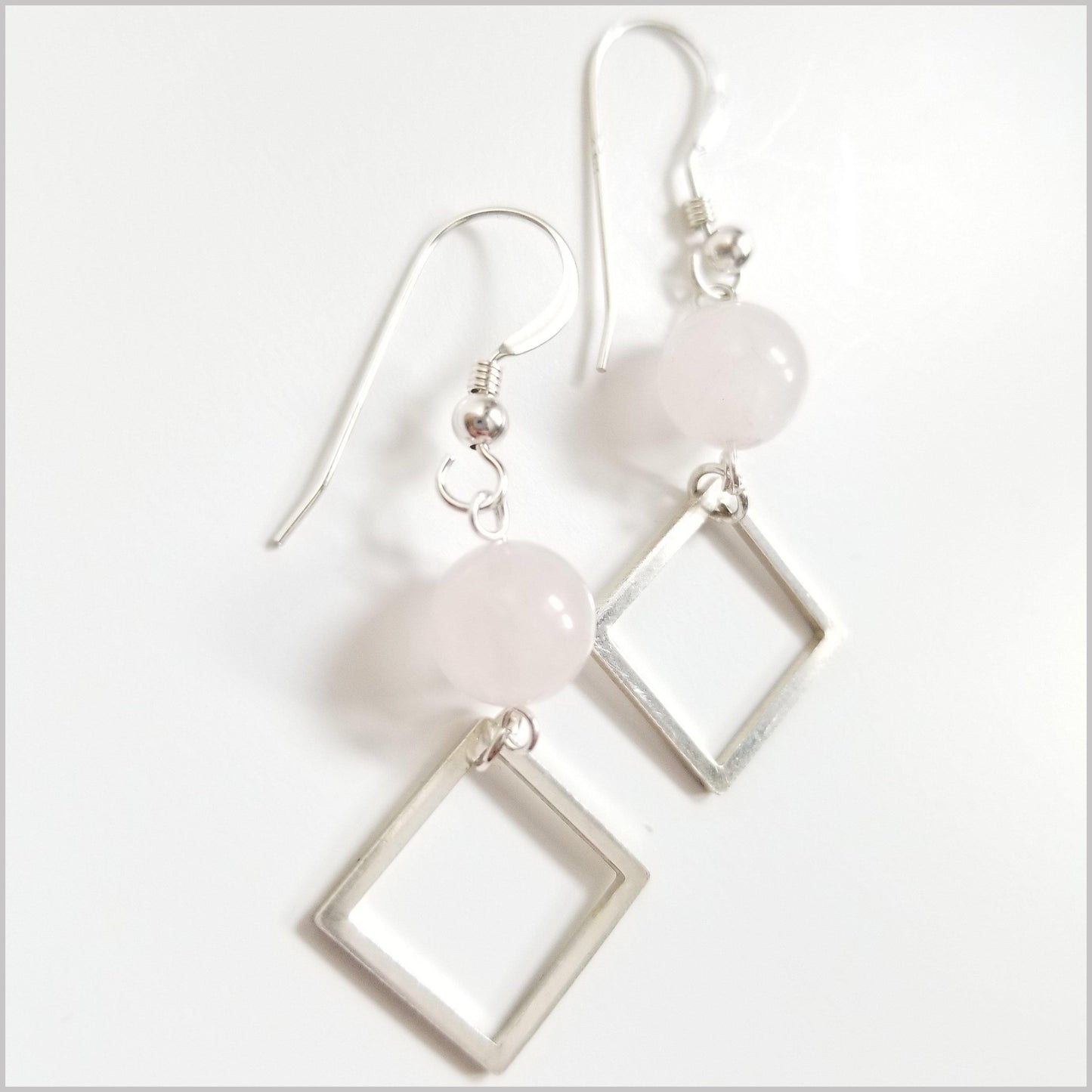 Square Rose Quartz Dangle