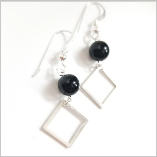 Square Obsidian Dangle