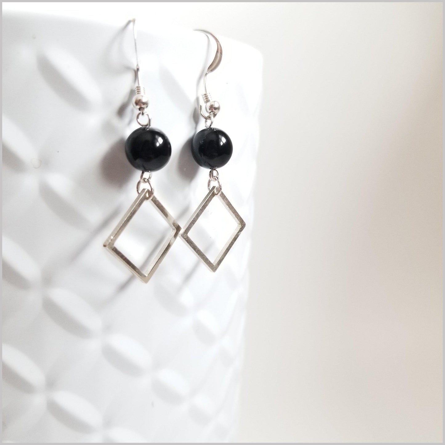 Square Obsidian Dangle