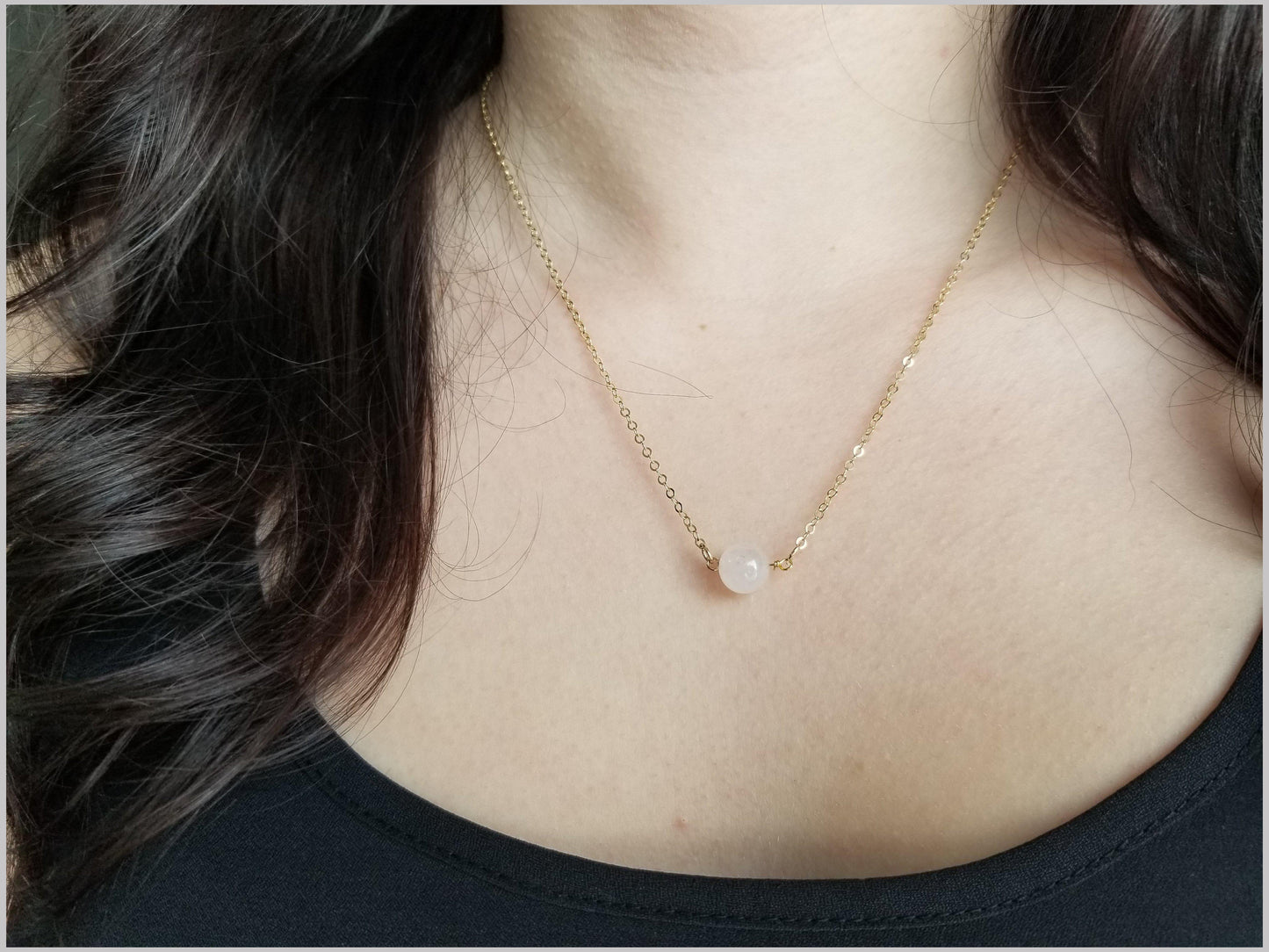 Natural Rose Quartz Bead Necklace