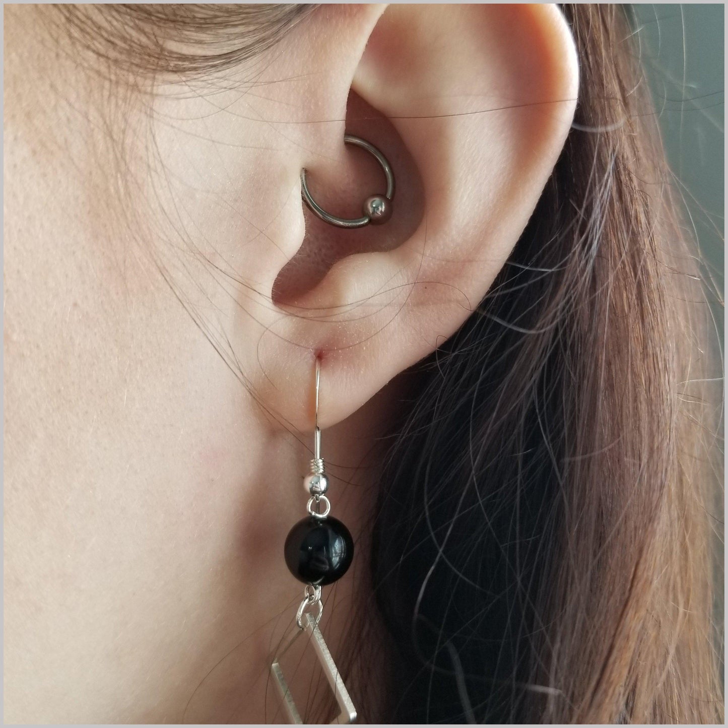 Square Obsidian Dangle