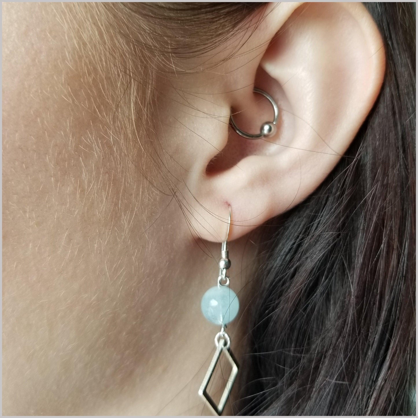 Square Aquamarine Dangle