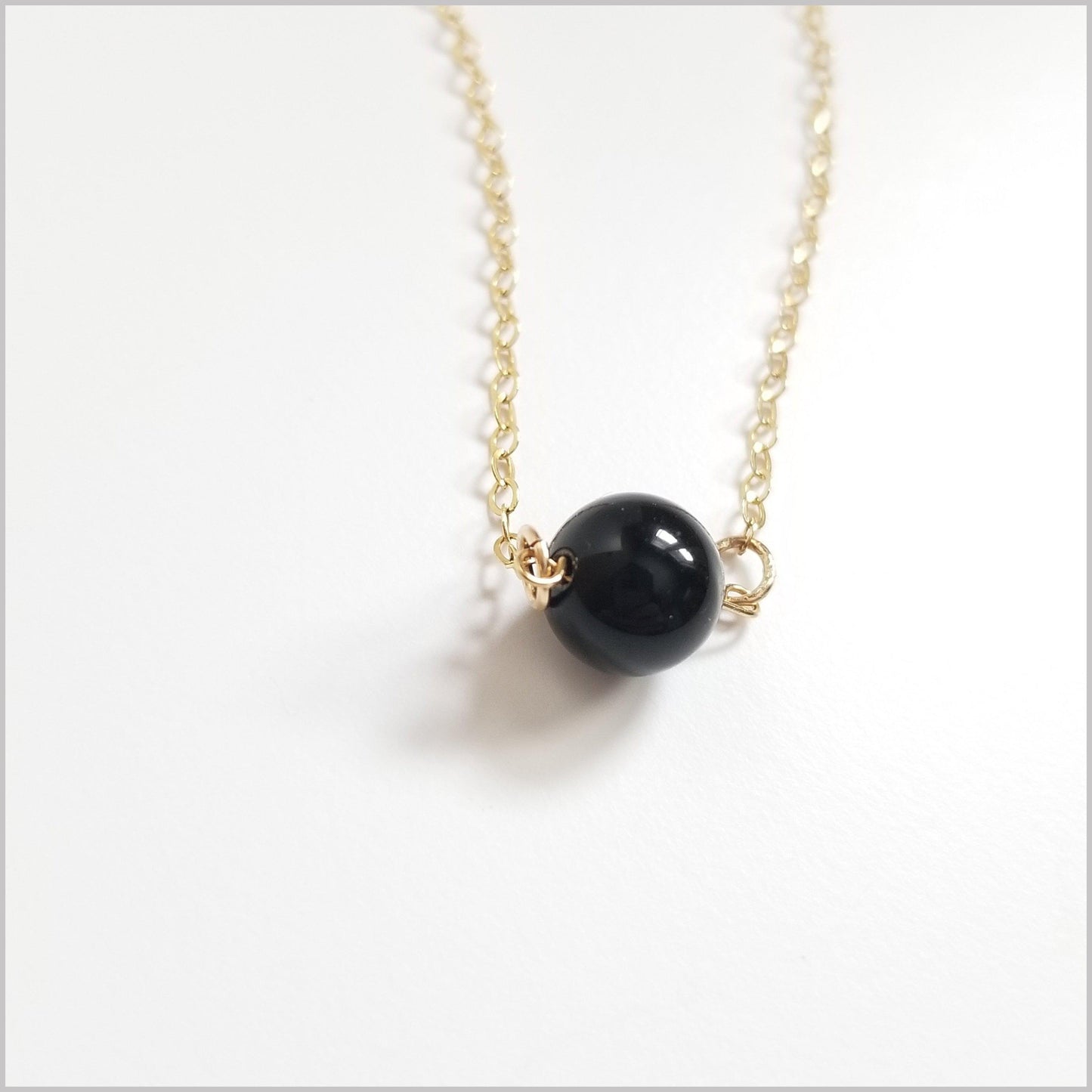 Natural Black Obsidian Bead Necklace