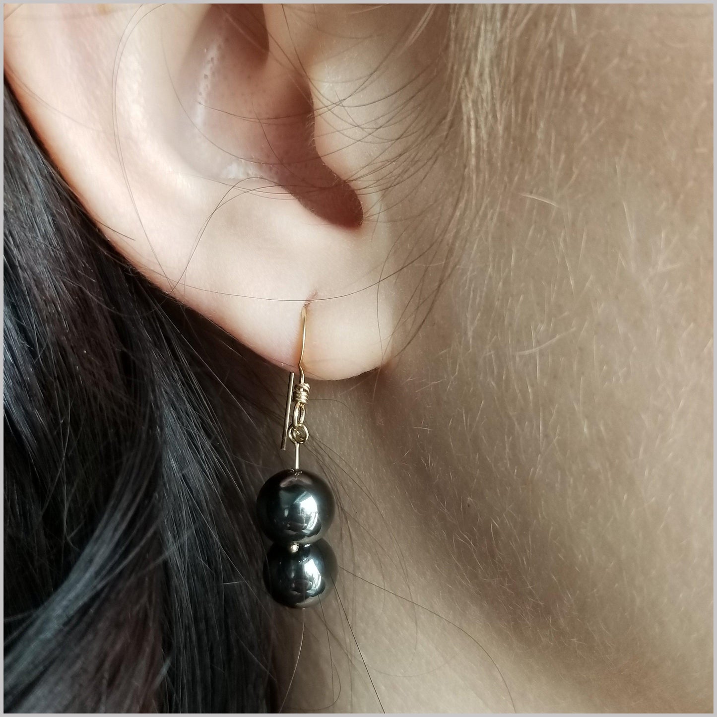 Dual Gemstone Hematite Dangle