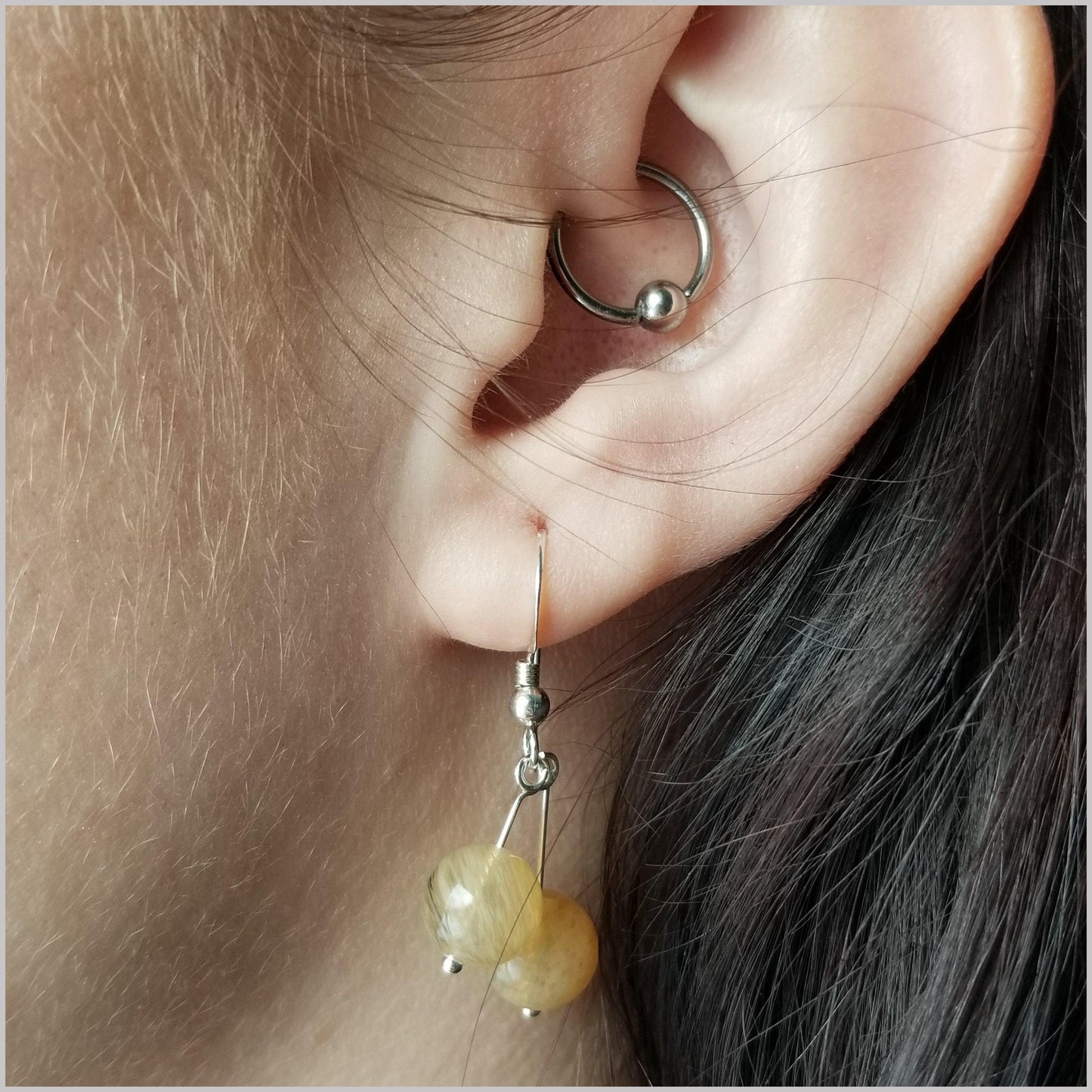 Dual Gemstone Citrine Dangle