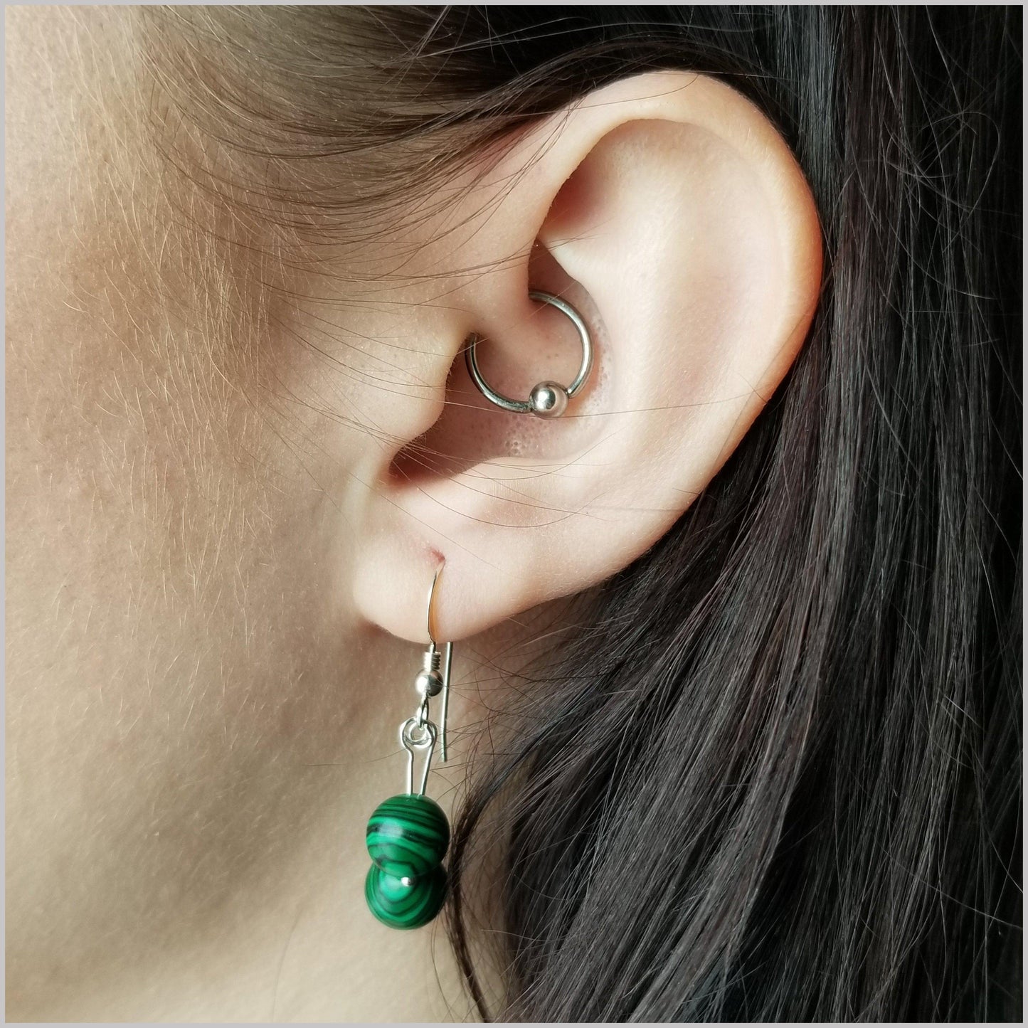 Dual Gemstone Malachite Dangle