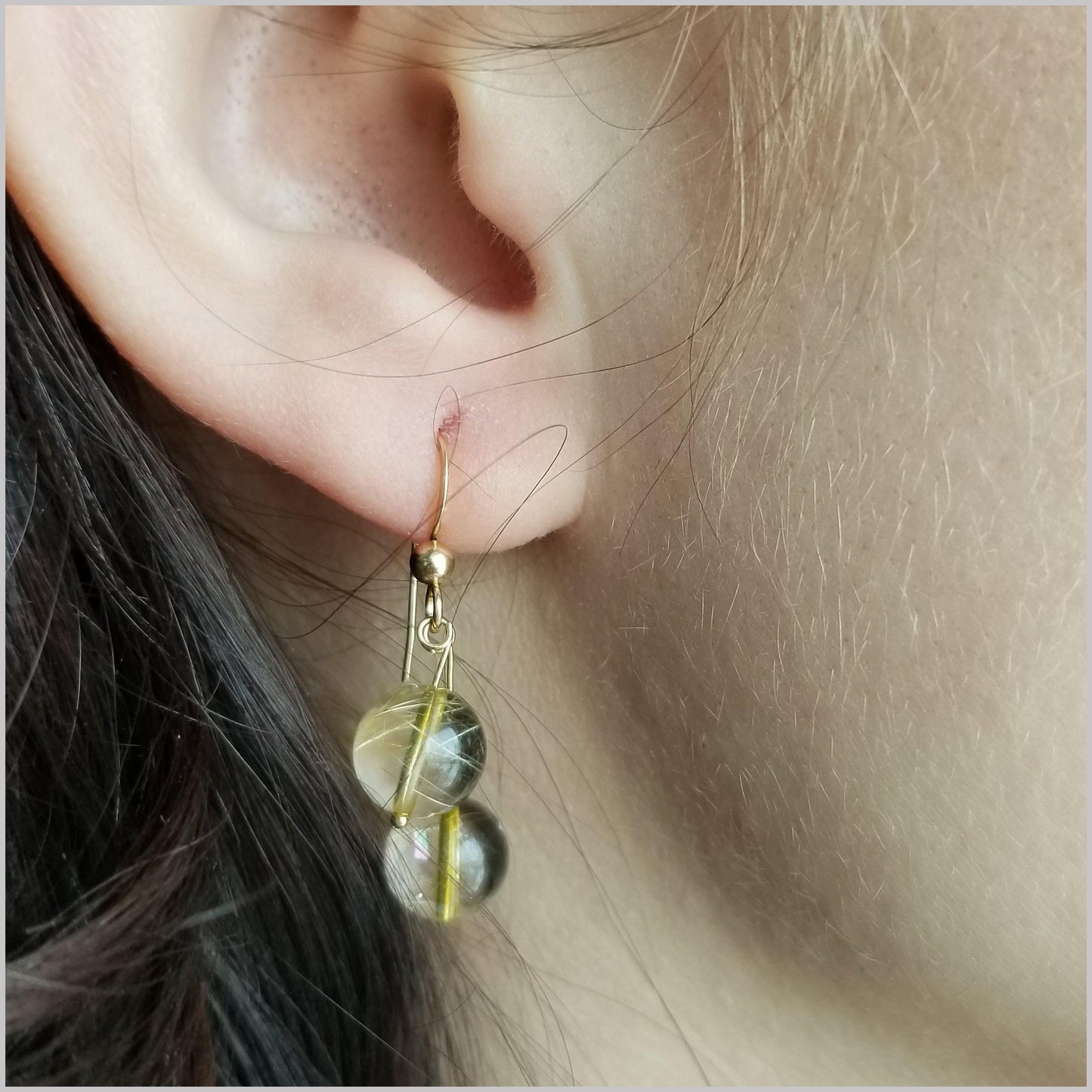 Dual Gemstone Rutilated Quartz Dangle