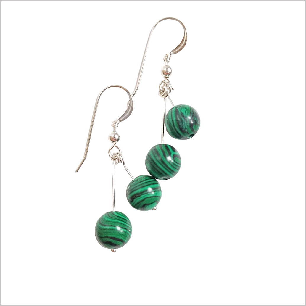 Dual Gemstone Malachite Dangle