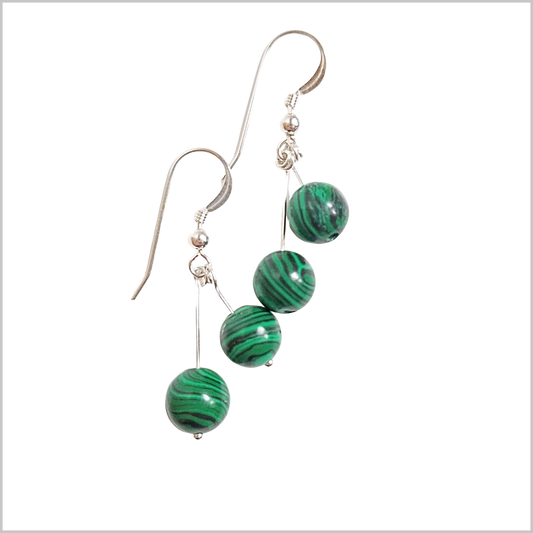 Dual Gemstone Malachite Dangle