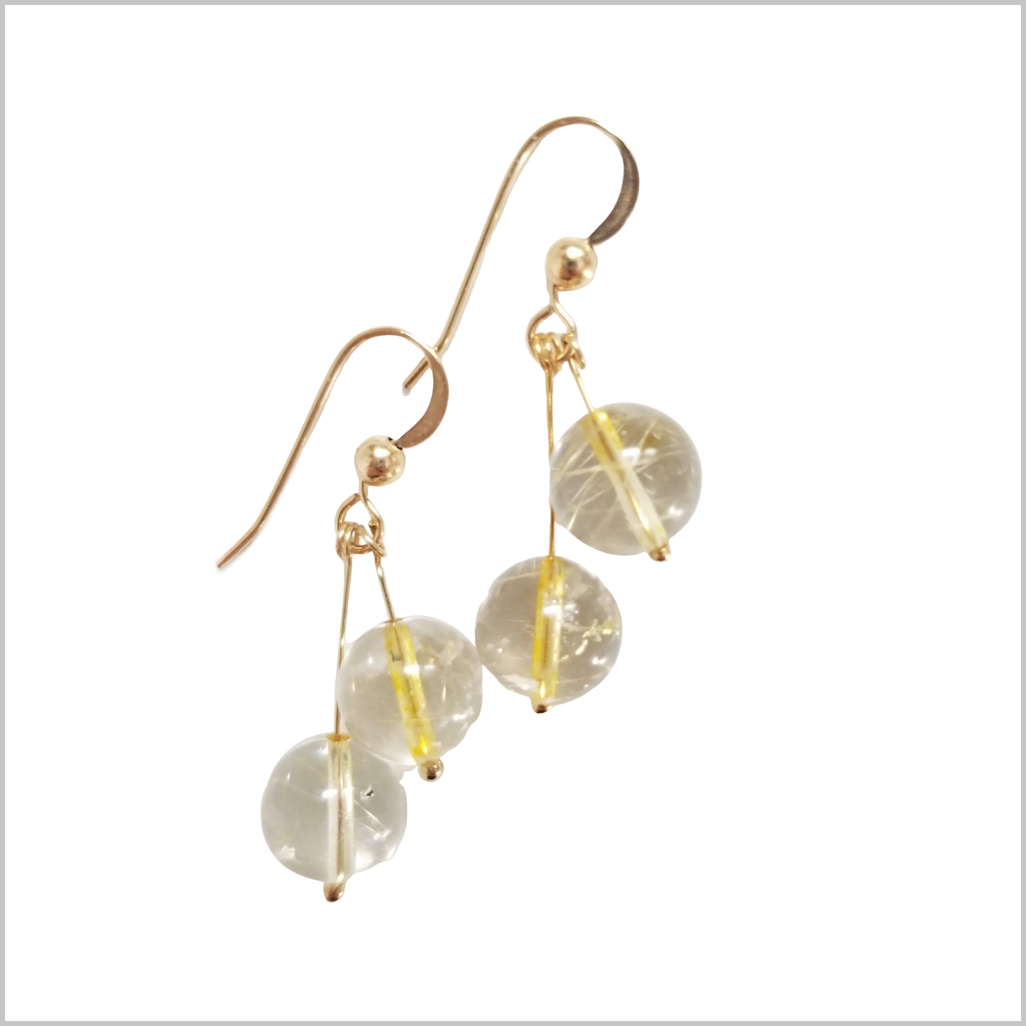 Dual Gemstone Rutilated Quartz Dangle