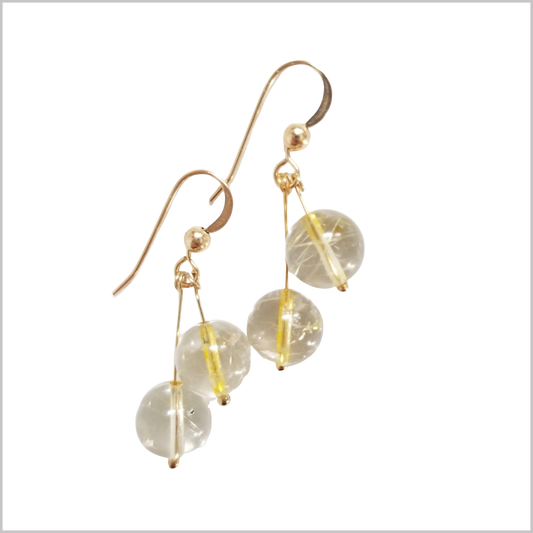 Dual Gemstone Rutilated Quartz Dangle
