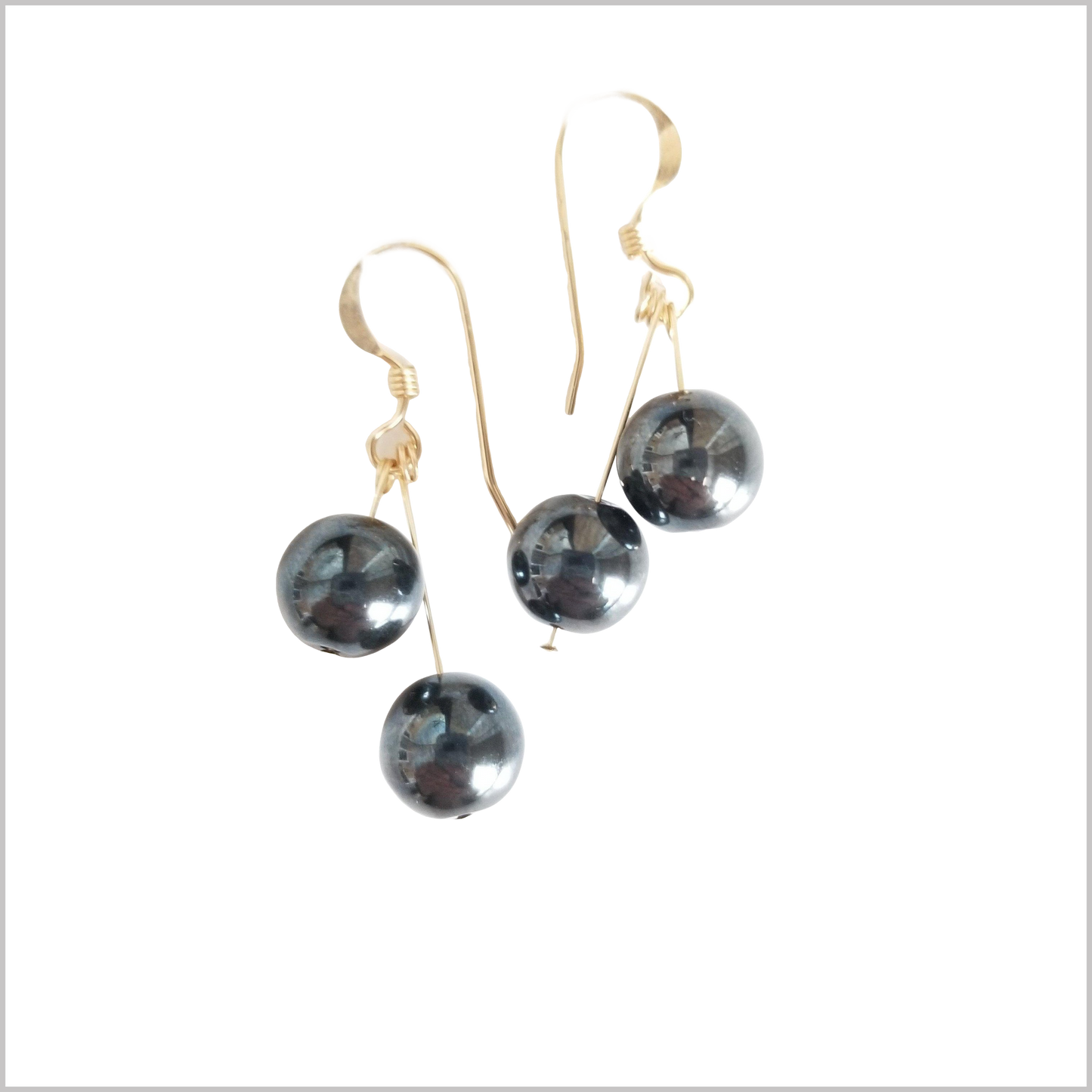 Dual Gemstone Hematite Dangle
