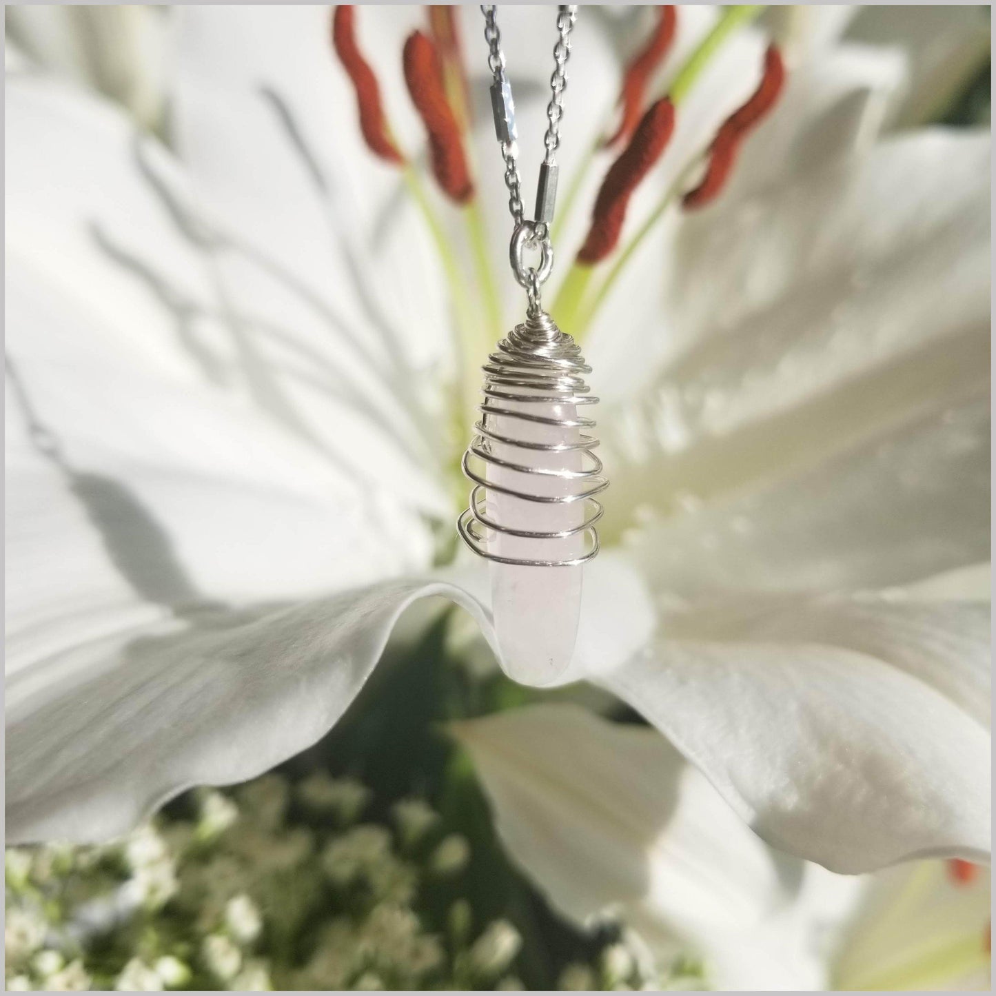 Rose Quartz Wire Wrapped Necklace