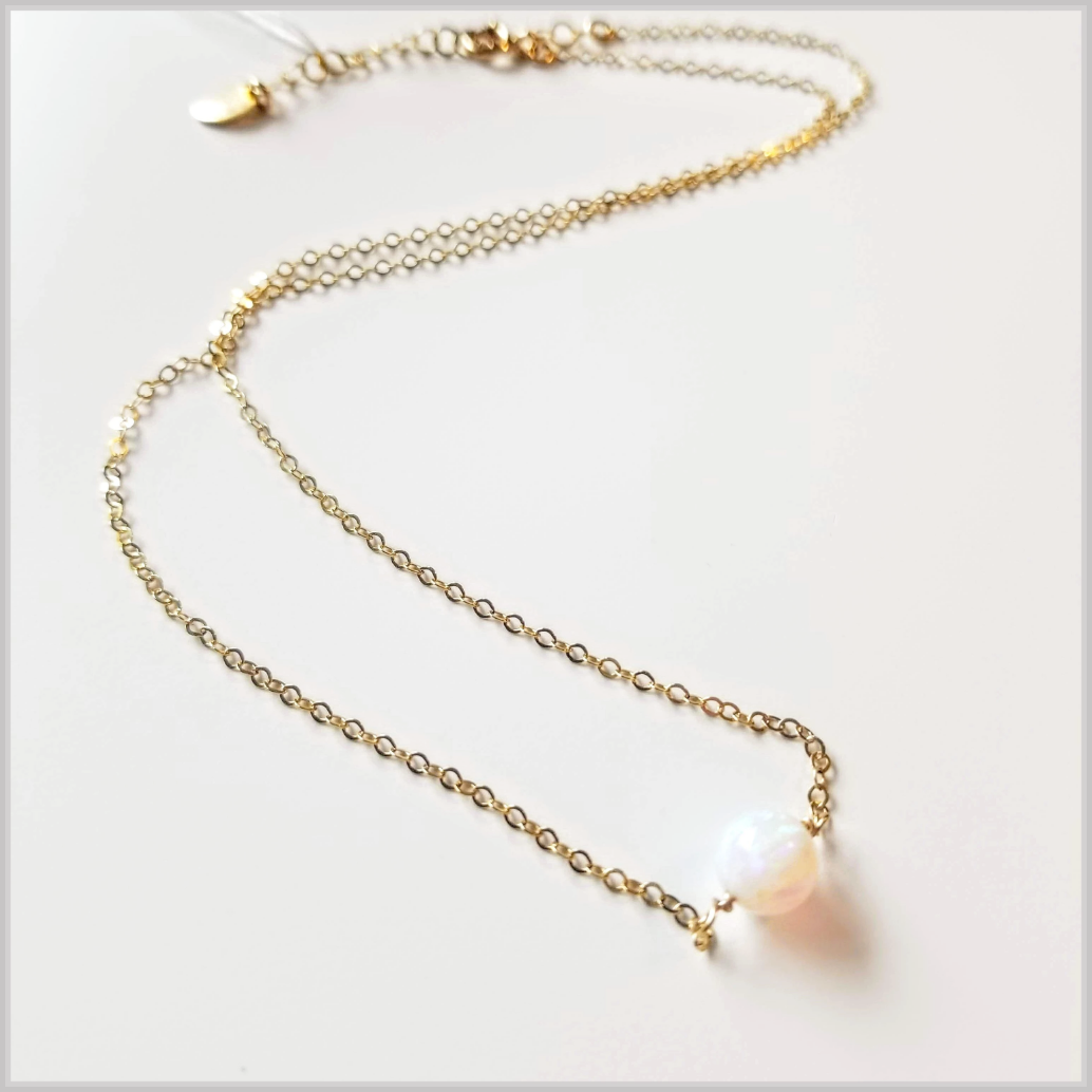 Fire Opal Round Bead Necklace