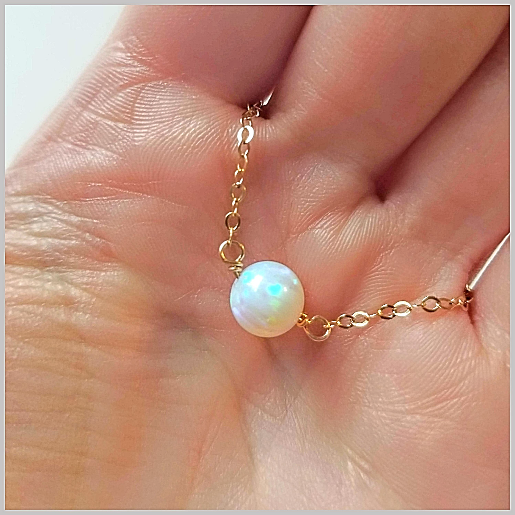 Fire Opal Round Bead Necklace