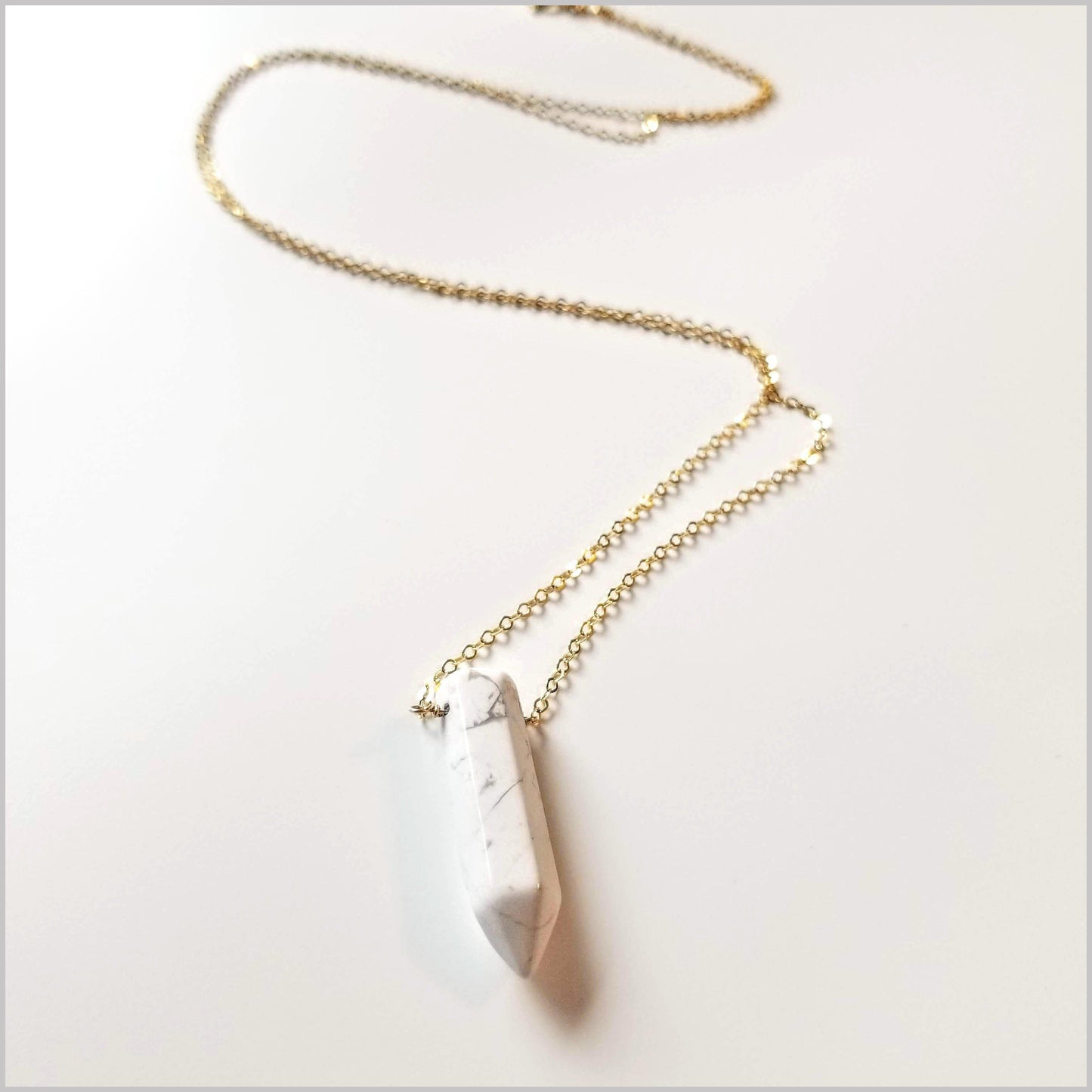 Natural Howlite Healing Point Necklace