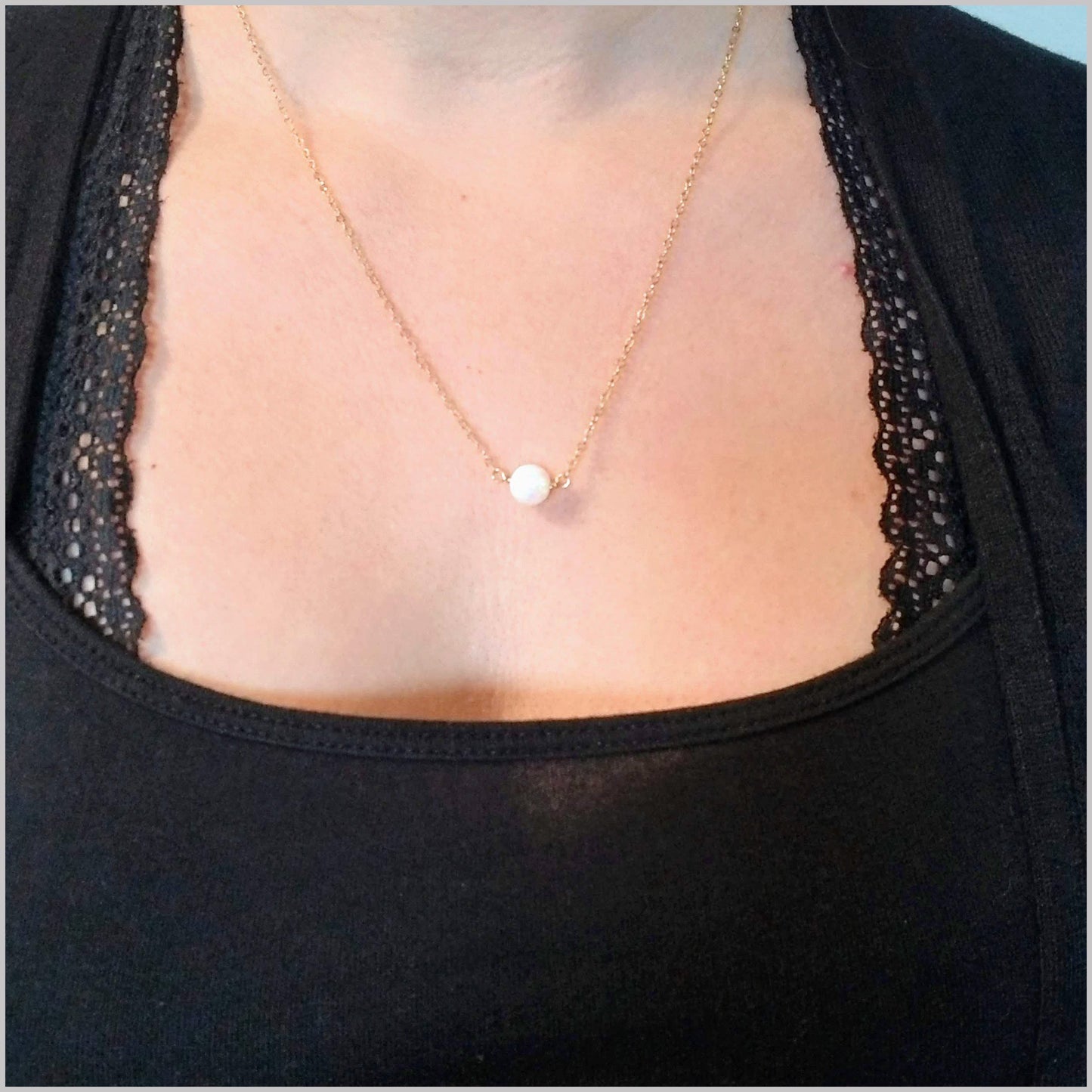 Fire Opal Round Bead Necklace