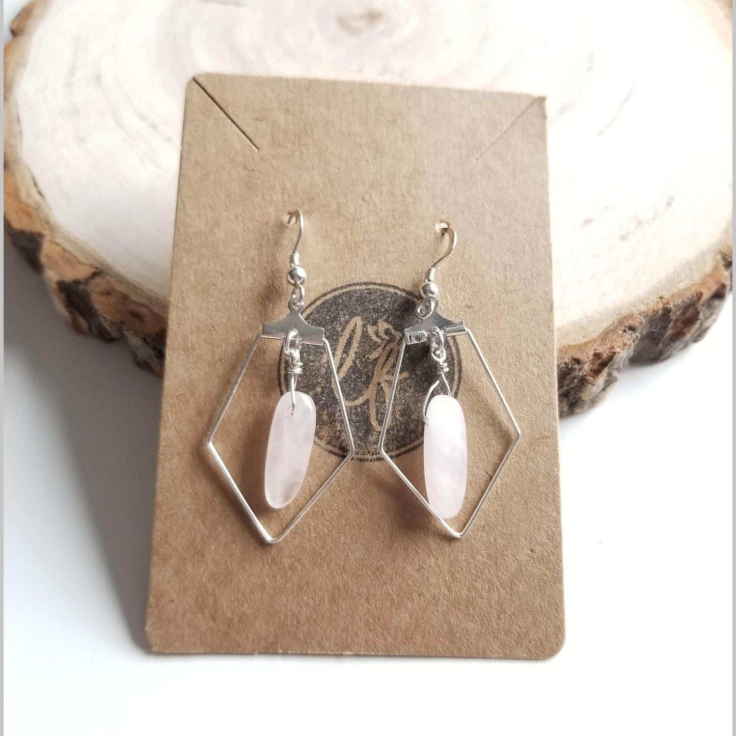 Sacred Pentagon Rose Quartz Earring
