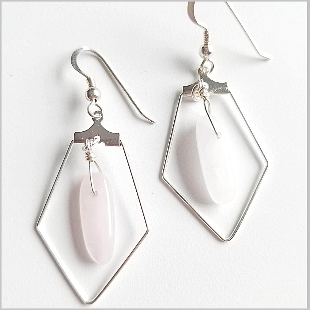Sacred Pentagon Rose Quartz Earring