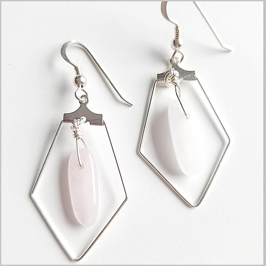 Sacred Pentagon Rose Quartz Earring