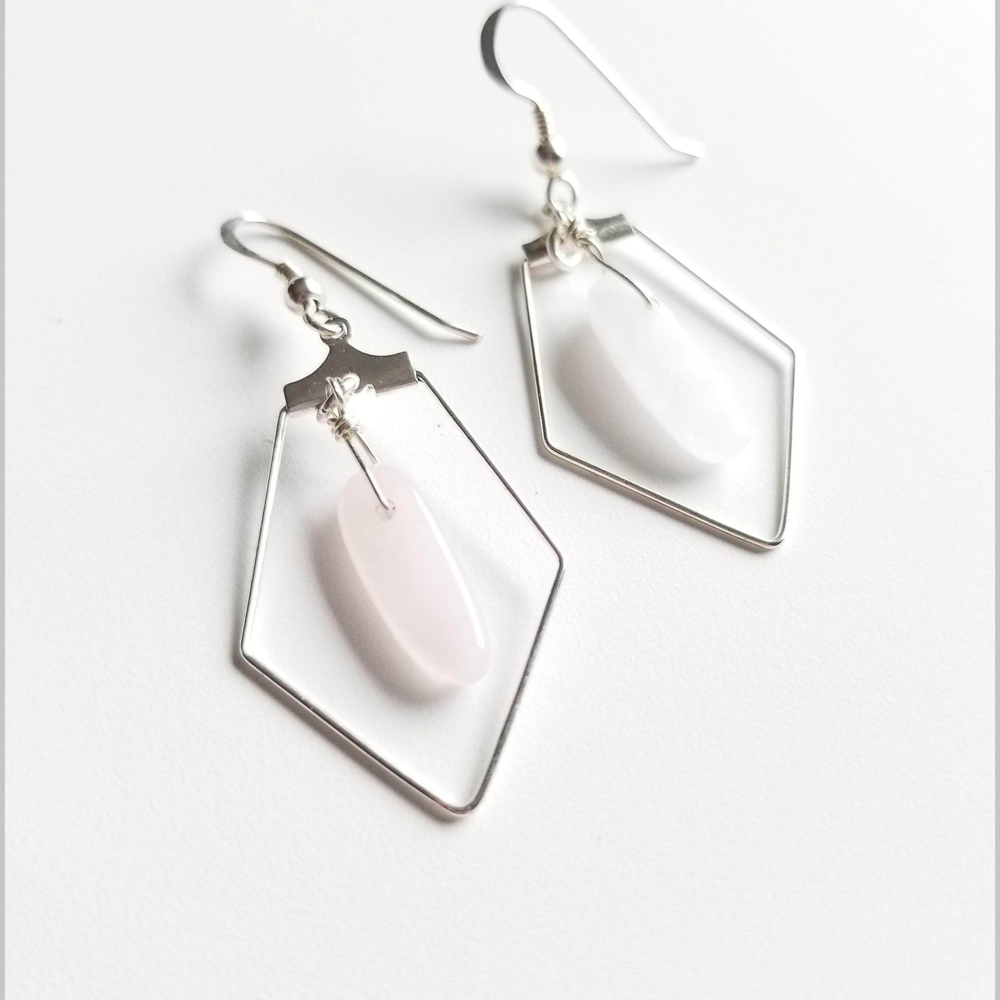 Sacred Pentagon Rose Quartz Earring