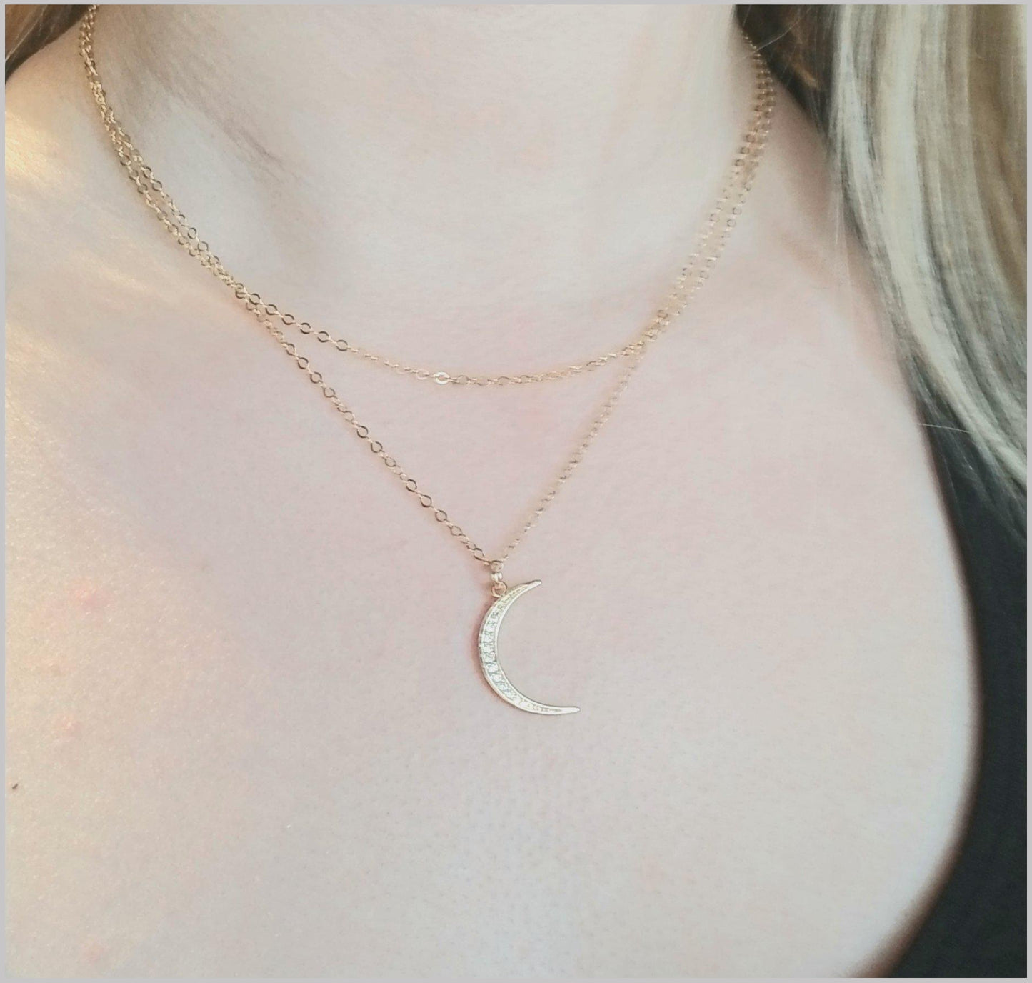 Crescent Moon Layered Necklace