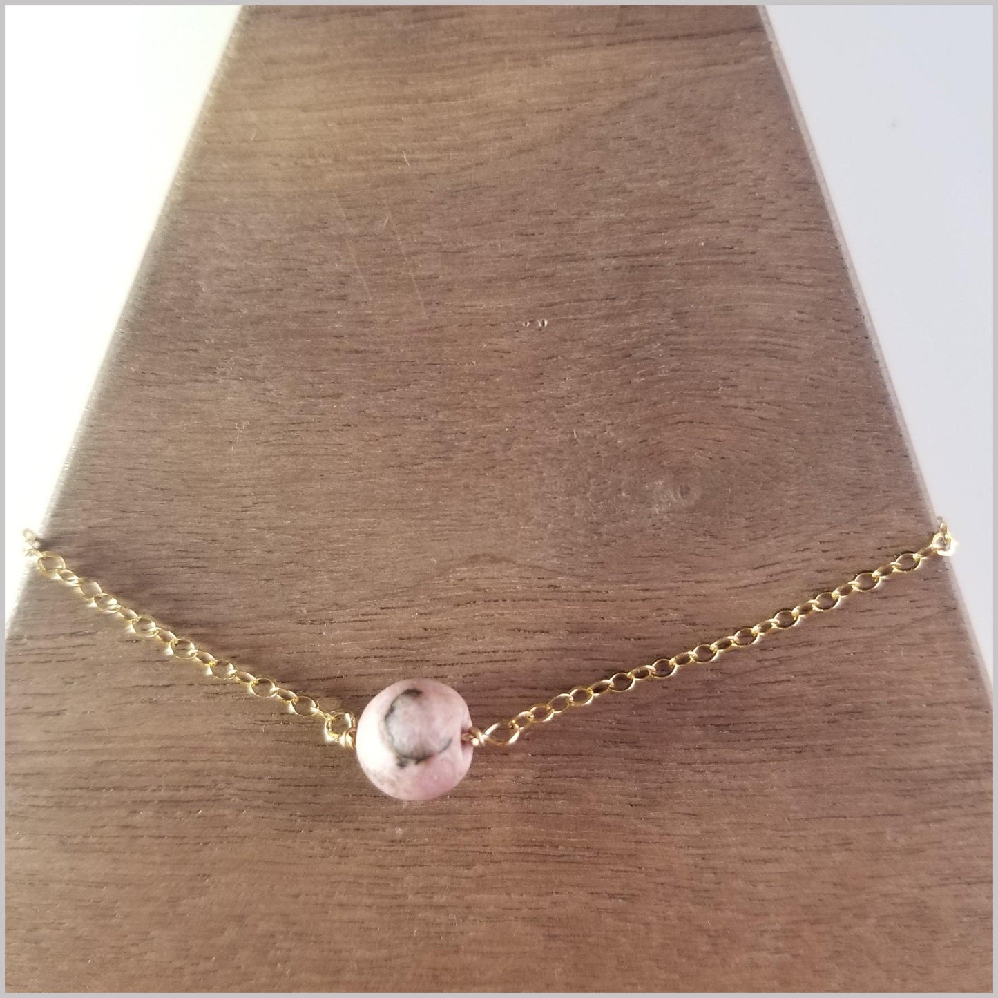 Natural (Matte) Rhodonite Bead Necklace