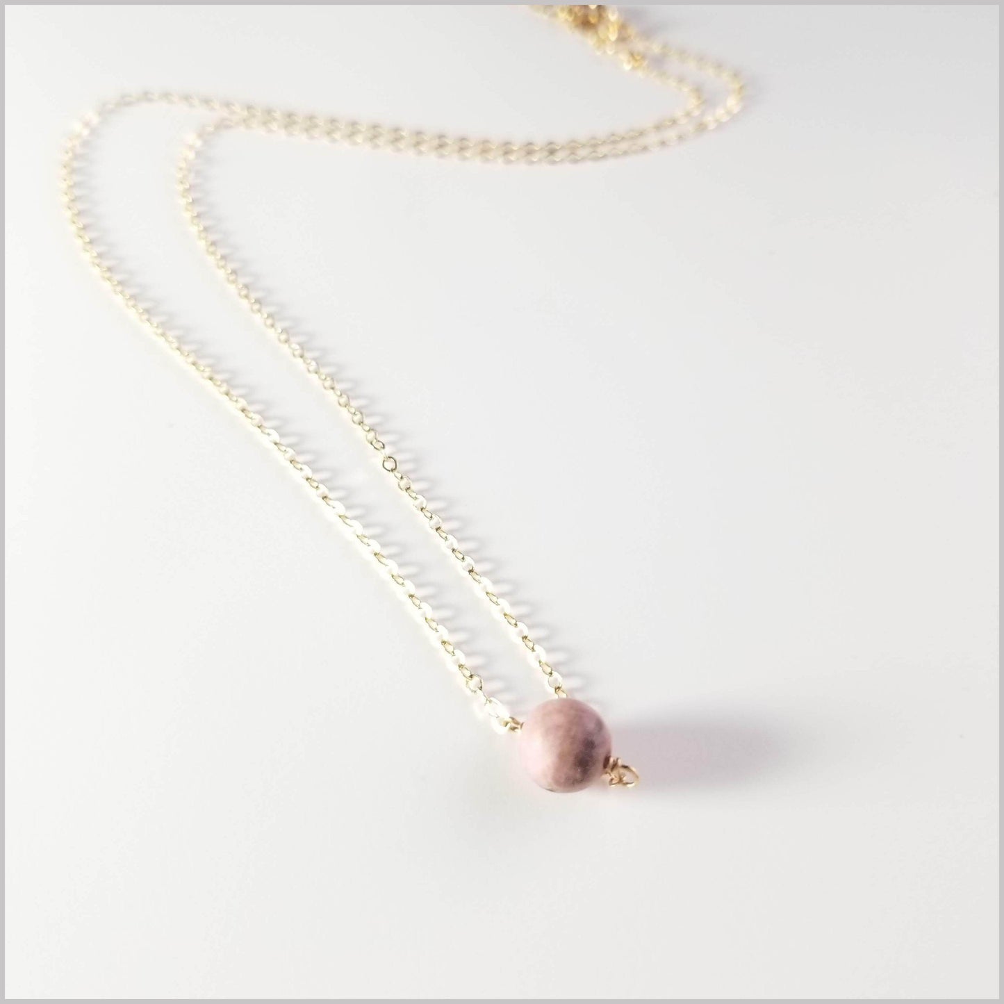 Natural (Matte) Rhodonite Bead Necklace
