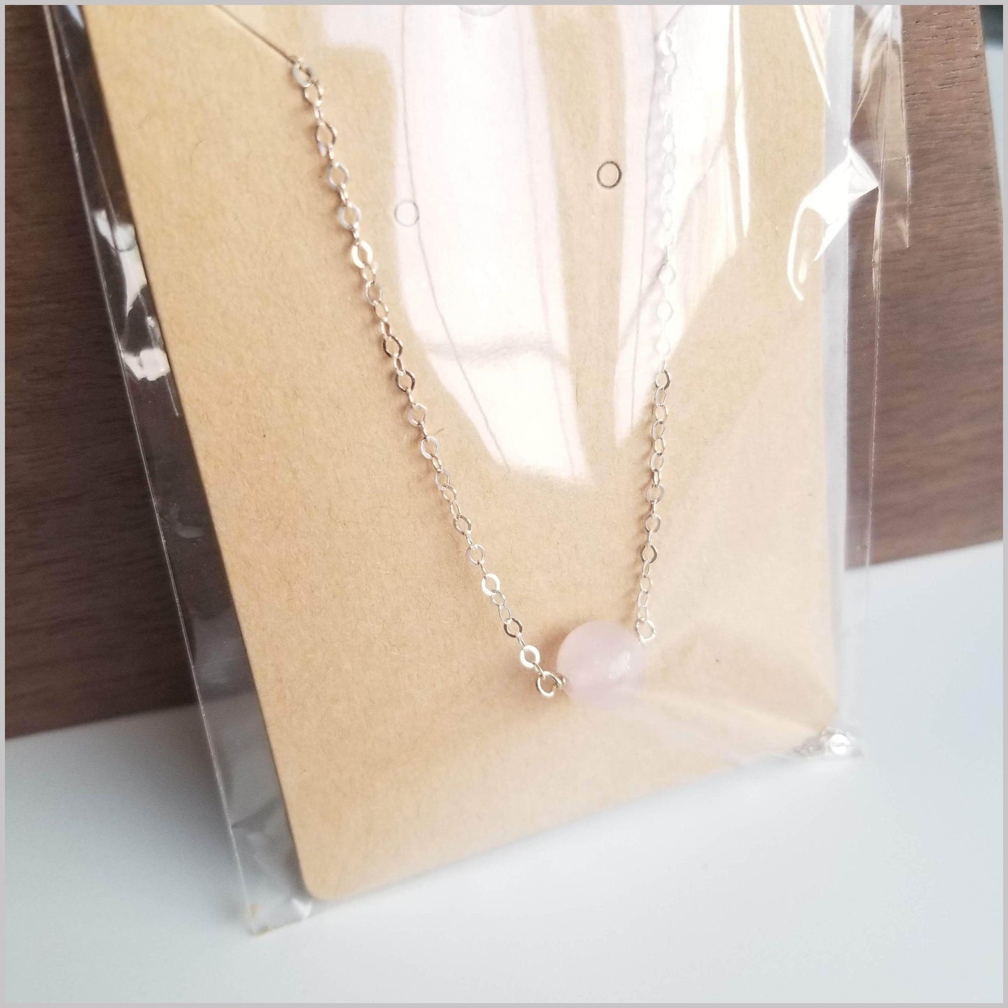 Natural (Matte) Rose Quartz Bead Necklace