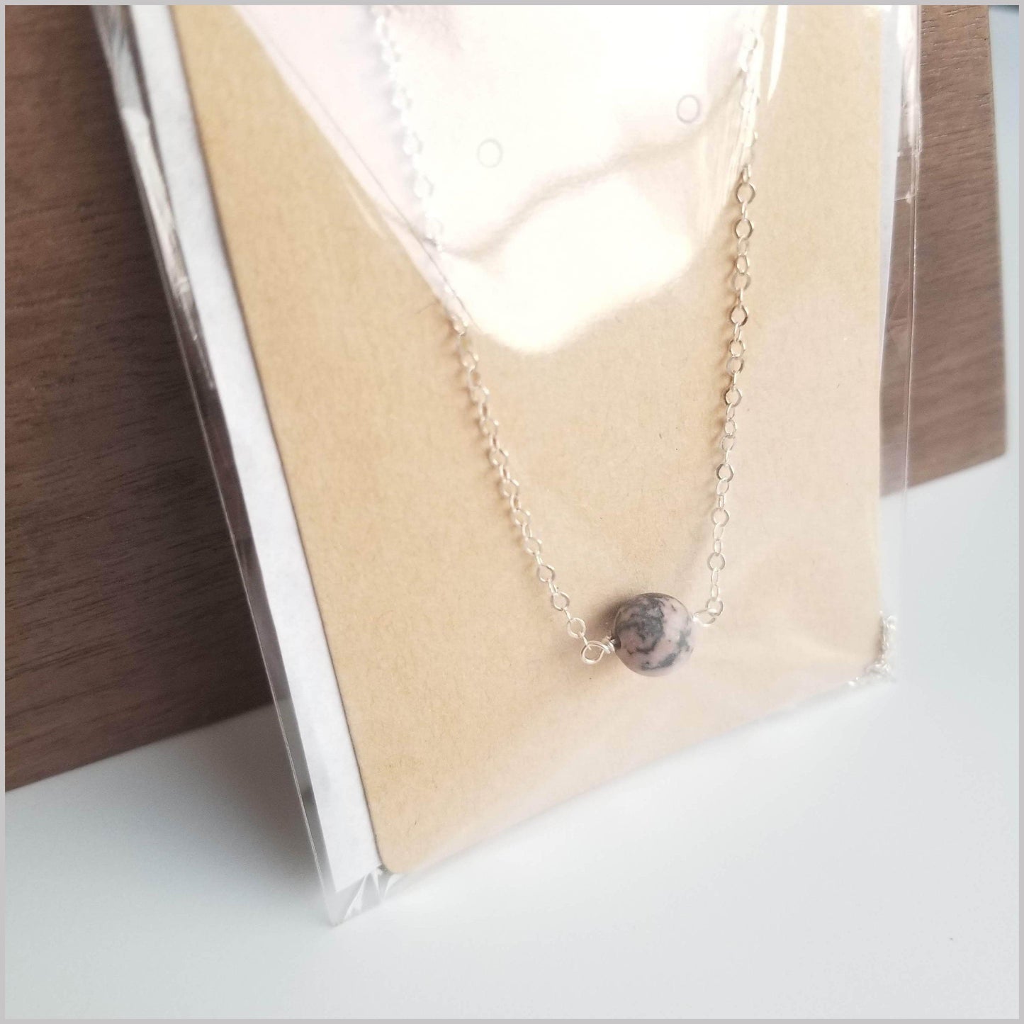 Natural (Matte) Rhodonite Bead Necklace