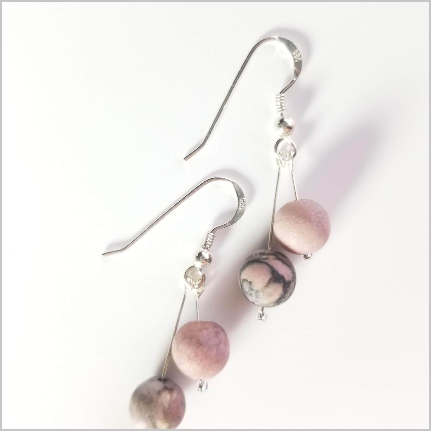 Dual Gemstone (Matte) Rhodonite Dangle
