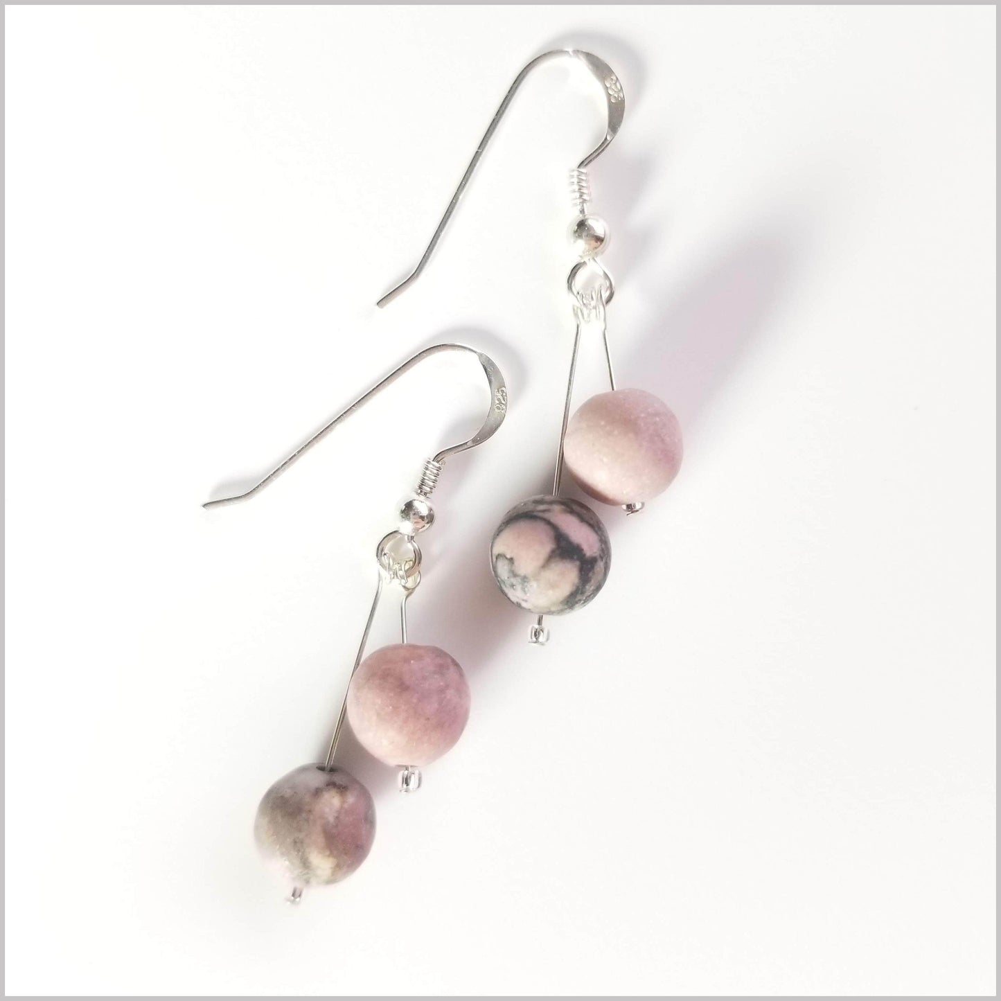 Dual Gemstone (Matte) Rhodonite Dangle