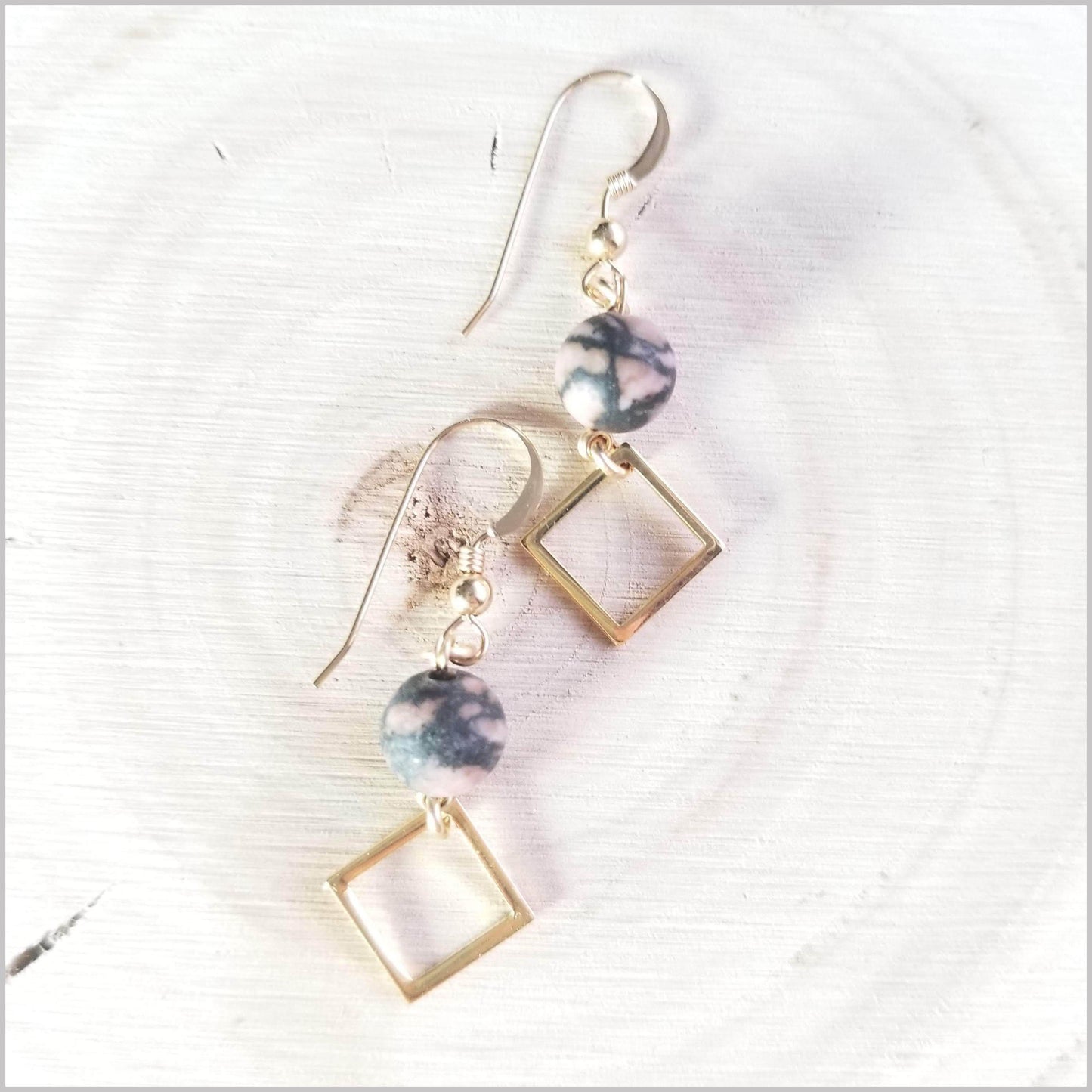 Square (Matte) Rhodonite Dangle